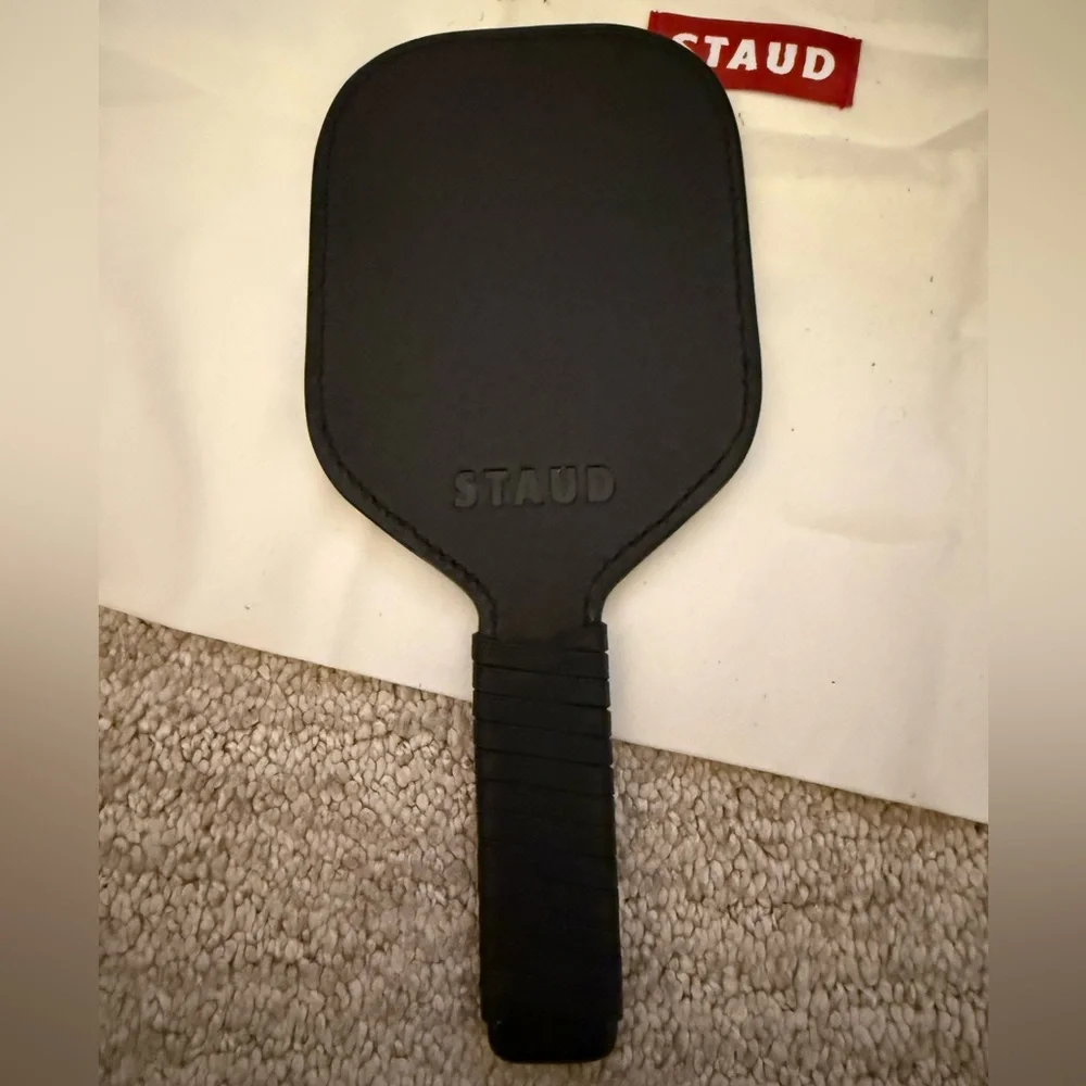 STAUD Black Suede Ace Pickle Ball Paddle Crossbody Bag - Picture 6 of 8
